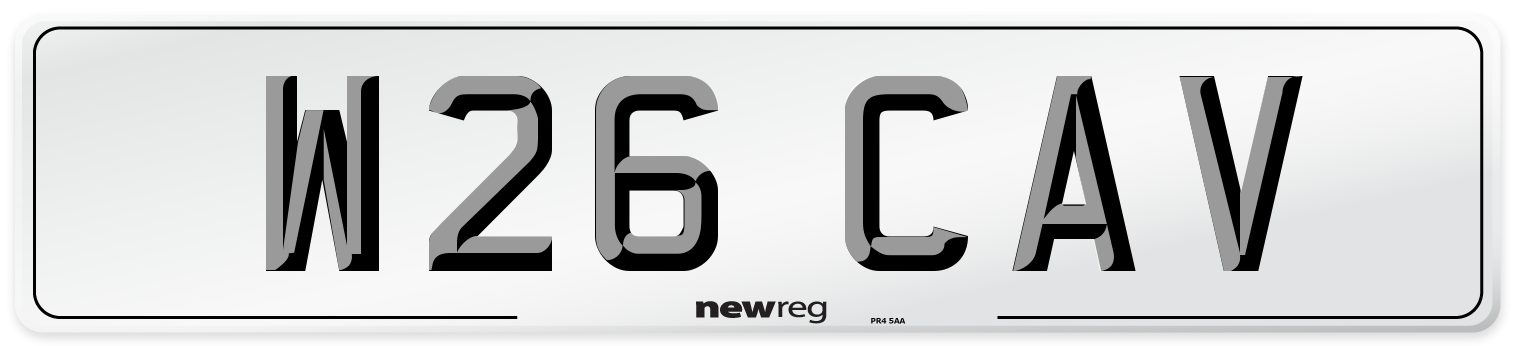 W26 CAV Number Plate from New Reg